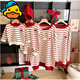 G.duck parent-child sweater 2025 autumn and winter new striped sweater for a family of three New Year's wear for a small month-old crawling suit for New Year's greetings Striped 170 Adult M