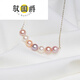 Yu Guojue gold color pearl necklace pendant smiley face style Passepartout clavicle necklace perfect round extremely bright gold necklace 7 points 5mm
