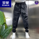 罗蒙（ROMON）夏季新款男士百搭休闲裤子男士透气时尚束脚裤痞帅宽松工装哈伦裤 米白色 31 125-140斤