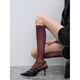 ANTCITY 202025 autumn new style light luxury temperament commuter high-definition fashion mature lady style corrugated burgundy calf socks for women - burgundy corrugated 1 pair