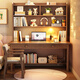 Huixun solid wood desk and bookshelf integrated children's study table home simple office computer desk bedroom student writing table walnut color #desk + bookshelf 80cm*60cm*75cm total height 190cm