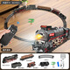 Remote control electric train track toy children's Internet celebrity boy 3 to 6 years old girl model car steam locomotive + circular track + 3 carriages + remote control
