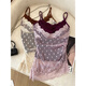 Polka-dot lace fake two-piece mesh suspender for women in summer sexy hottie tube top beauty suspender strap breast pad outer wear small top purple pink version one size