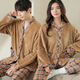 Fenton 2025 Autumn and Winter New Coral Velvet Plaid Couple Pajamas Can Be Weared Outside Age-Reducing Coffee Color Coffee Plaid Women F001 L