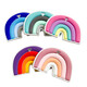 Rainbow chewable baby anti-biting hand food-grade children's oral molar stick can be boiled silicone teether pink 1 piece