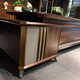 Solid wood executive desk new Chinese style ebony wood CEO boss desk high-end modern minimalist office furniture 2.2 meters office desk (ebony wood)