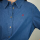 Eveli (eifini) Jiang Xin endorsed embroidered light blue washed denim cotton shirt for women 2025 autumn new small top Cobalt Blue S 80-105Jin Jin equals 0.5 kg