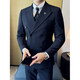 SEPTWOLVES double-breasted striped suit men's suit spring and autumn new trendy business casual slim suit three-piece black suit + trousers + vest 3XL (155-165Jin Jin equals 0.5 kg)