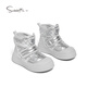 Snuffy children's cotton shoes little girl princess plus velvet warm cotton shoes baby comfortable high-top sneakers moonlight silver 28