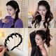 Japanese and Korean temperament velvet rhinestone wavy hairband with teeth and anti-slip new style 2025 autumn and winter broken hair face wash headband hair accessories black - velvet rhinestone black long hair 1cm
