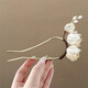 Other brands new Chinese style magnolia flower hairpin high-end U-shaped hairpin 2025 new headwear gentle temperament hairpin white magnolia flower U-shaped hairpin 1 pack
