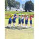 Children's Cheerleader Performance Uniforms Sports Games Opening Ceremony Performance Uniforms Kindergarten Class Uniforms Short-Sleeved Candy Color White Short-Sleeves + Denim Overalls Free Same Style Socks One Size 110cm