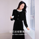 Xiangying French black velvet shirt for women 2025 winter new style super nice lace temperament long-sleeved top black S 155/80A/85-95Jin Jin is equal to 0.5 kg