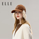 ELLE corduroy ear protection baseball cap for women in autumn and winter outdoor warm and fashionable versatile plus velvet thickened duck hat pure cotton