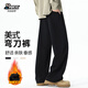 Popeye American Scimitar Casual Pants Men's Autumn Style Velvet Thickened Straight Wide Leg Long Pants DK21 Black 2XL