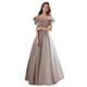 Gray banquet evening dress 2025 new one-shoulder elegant annual meeting host fairy temperament birthday party dress gray long S