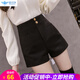 Oubaixi 2025 new winter velvet suit shorts for women, spring, autumn and winter high-waisted black A-line leggings, black XL