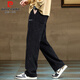 Pierre Cardin Casual Pants Men's Autumn and Winter Loose Velvet Thickened Sports Pants Corduroy Wide-Leg Guard Pants Gray 2XL