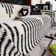 Warm velvet cloud-like universal full-cover sofa cover, four-season anti-slip, anti-cat scratch, high-end jacquard plush cover, style - black and white, 340cm*180cm, suitable for four people