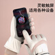 Pull back ski gloves women's winter riding thick velvet anti-warm cold wind touch screen anti-slip outdoor electric bicycle cotton gloves white pink