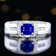 HEEKAIYI Sapphire Ring Men's Royal Blue 18k Gold Diamond Ring Chinese Valentine's Day Birthday Gift for Husband and Boyfriend No Burn GUILD/Royal Blue 0.97 carat Ring can be changed Contact customer service