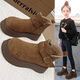 Girls' Cotton Boots 2025 New Winter Children's Large Cotton Shoes Medium and Large Children's Birkenstock Snow Boots Little Girls Anti-Slip Short Boots Khaki Single Liner Size 36/Inner Length Approximately 22.5CM