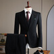 Vbanlya Italian brand fashion British style handsome groom wedding suit quality suit men's suit slim work 9991 black (suit + vest + trousers) 4XL 58_(158-175Jin Jin equals 0.5 kg)