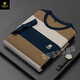 Flores en verano Nueva camiseta de manga corta de polvo rayado con top bordado de gran tamaño con base de polo y polo exterior 6197-Denim azul l (170)