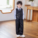 萝卜呗呗（LUOBOBEIBEI）儿童西装新中式男童国风马甲花童礼服男孩演出服 黑色四件套 110
