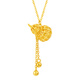 Mingzuan International 18K gold hollow gourd set chain women's au750 tassel necklace clavicle chain new birthday gift for girlfriend