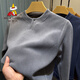 Scarecrow Austrian velvet Henry shirt collar sweatshirt for men, warm autumn and winter velvet thickened bottoming shirt for men, polar fleece inner top, gray XL 175