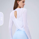 Autumn and winter loose long-sleeved breathable yoga blouse with hollow beautiful back cross yoga clothes fitness Pilates outer top black L