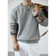 Kuraishi Kazuki trendy brand old money retro Henry collar sweater men's 2025 autumn and winter fashion versatile casual warm top light gray M
