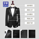 ROMON brand wedding suit groom wedding suit men's tuxedo handsome slim high-end banquet performance dress black lapel collar suit + trousers L