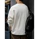 Spring and Autumn New 2025 Pure Cotton Henley Collar Men's Sweater Loose Long Sleeve T-Shirt American Top White Bottoming Shirt BN201 White Velvet L Suitable Weight 130-145Jin Jin is equal to 0.5 kg