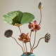 Real flower living room decoration lotus lotus dried flowers natural high-end decorative ornaments bouquet Zen light luxury wabi-sabi style simulation rod lotus set 7 with vase with patina vase A dry flower bag