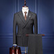Lilan men's suit suit wedding groom double-breasted slim dress striped suit full set men's business formal suit dark gray double-breasted 3-piece suit suit + trousers + vest XL recommended 115-130 Jin Jin equals 0.5 kg