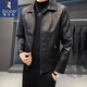Woodpecker leather jacket for men 2025 new handsome black lapel motorcycle jacket casual leather jacket spring and autumn style black XL recommended weight 125-140Jin Jin equals 0.5 kg