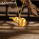 Century Yuan Brushed Fulu 18K Pendant Gold Gourd Necklace Pendant Chinese Retro National Style Accessories as a Birthday Gift for My Girlfriend