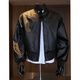Jufeng American deconstructed short leather jacket men's high-end handsome motorcycle baseball uniform trendy brand workwear bomber jacket black quality upgrade XL 130-150Jin Jin equals 0.5 kg can be worn