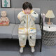 Children's One-piece Pajamas in the Wild and Wild, Autumn and Winter Flannel Thickened One-Year-Old Baby Baby Sleeping Bag, Boy's Coral Velvet Anti-Kick Quilt, Off-White 100cm