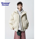 WASSUP HERMU official short cotton jacket for men in winter PU leather water-repellent solid color stand-up collar cleanfit jacket loose bread suit coffee XL (recommended 140-160Jin Jin equals 0.5 kg)