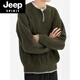 JEEP SPIRIT American retro design casual Henry collar sweater sweater for men and women loose autumn couple lazy pullover top green high quality M