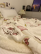RSRDDY Winter Genuine Cute Love Kitty Cat Lamb Velvet Blanket Thickened Milk Coral Velvet Blanket Sofa Cover Blanket Greedy Pudding Dog Children's Blanket 100X150cm Does Not Include Zipper