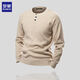Romon Retro Henley Shirt Vertical Knitted Texture Sweater Men's Slim Business Knitted Sweater Men's T-Shirt Long Sleeve Men