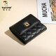 Woodpecker genuine leather wallet for women 2025 new card holder cowhide rhombus stitching small coin purse short style multiple card slots black