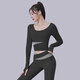 Mulinsen Yoga Wear Running Pilates Training Fitness Wear Long Sleeve Suit Starry Black Two-piece Set M