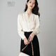 Late white new product 2025 autumn style light and mature V-neck shirt casual age-reducing fashion commuting shirt for women beige L