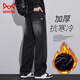 MiiOW 2025 Autumn and Winter Jeans Men's New Wide Leg Loose Straight Plus Velvet Thickened Warm Long Pants Trendy Brand Black-Fleet 3XL