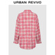 UR2025 new winter women's fashion trendy contrasting plaid raw edge cardigan shirt UYV250066